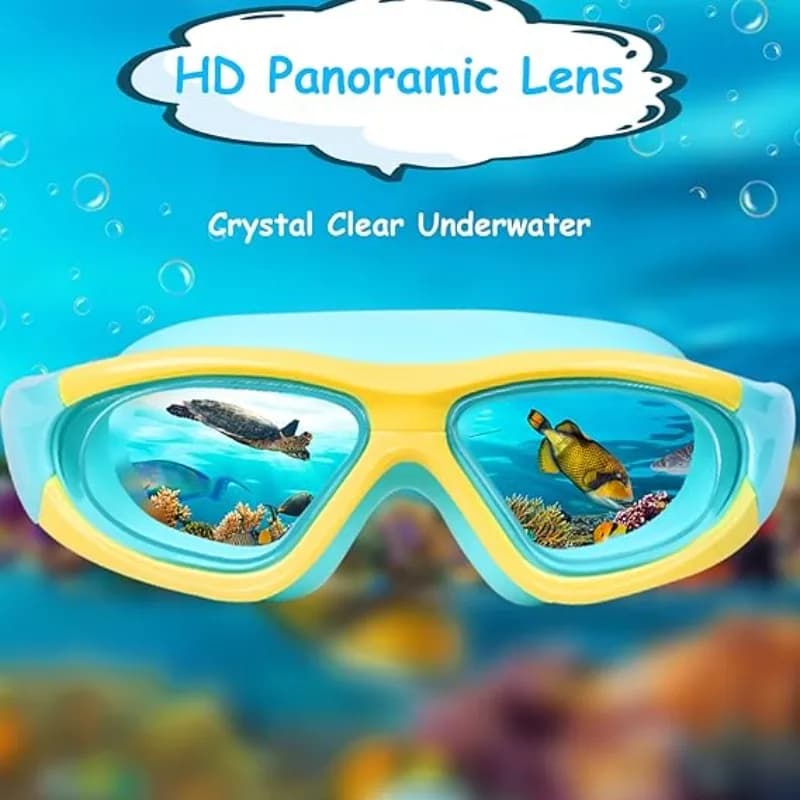 Lunettes de natation enfants anti-buée grand cadre UV étanches 3-15 ans - Entraînement piscine plage