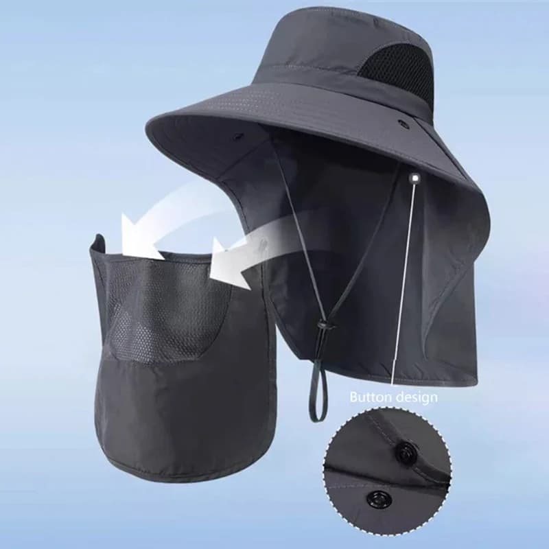 Chapeau de pêche avec protection UV et rabat couvre-nuque pour homme et femme