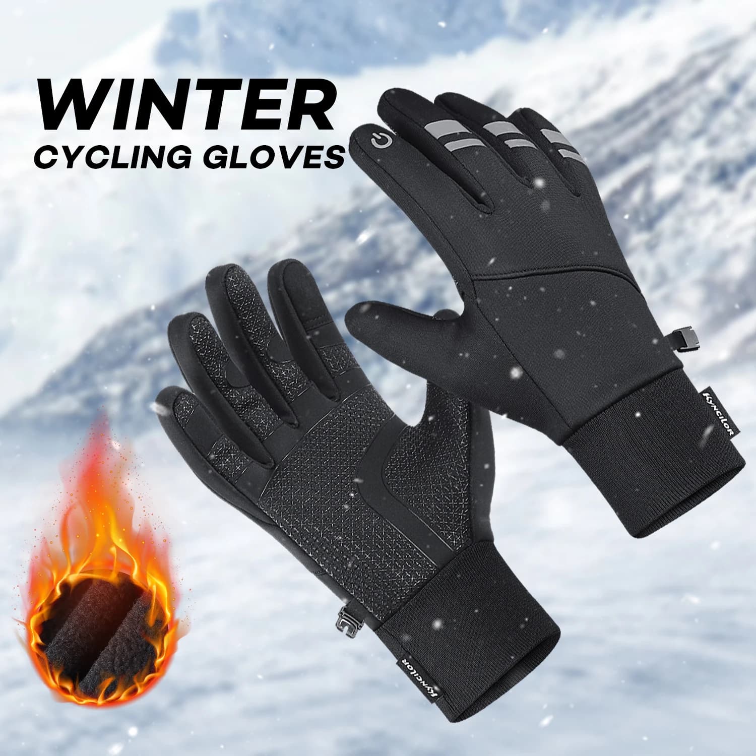 Gants cycliste homme automne hiver - Antichoc, antidérapants, coupe-vent et chauds - Compatibles écrans tactiles