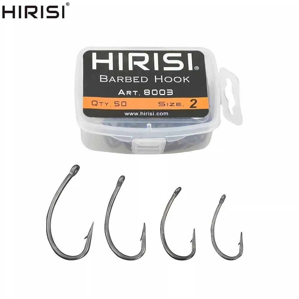 Lot de 50 hameçons carpe Hirisi acier inoxydable carbone haute résistance avec boîte d'origine