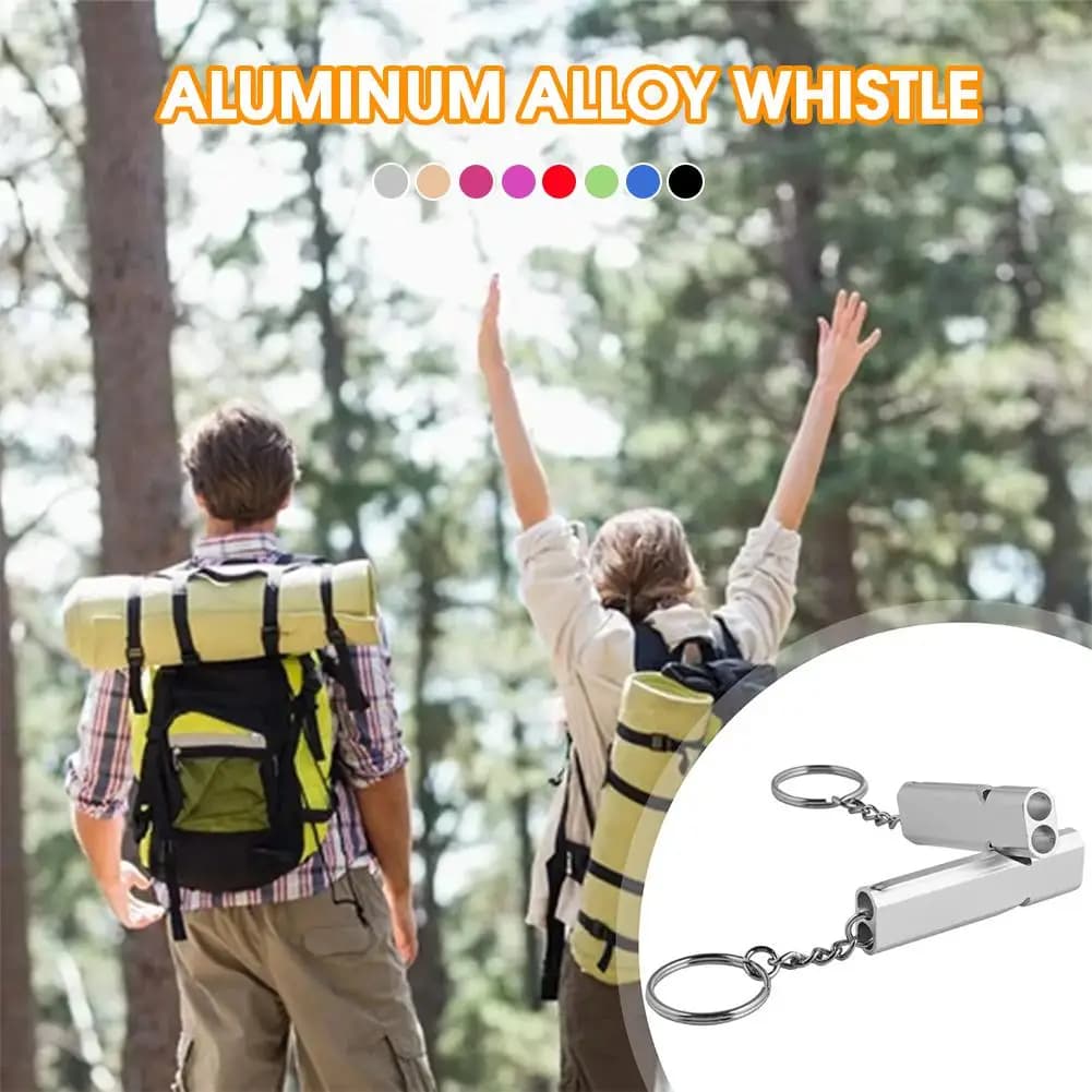Sifflet survie double tube aluminium - équipement outdoor fréquence dual EDC pour pêche en mer
