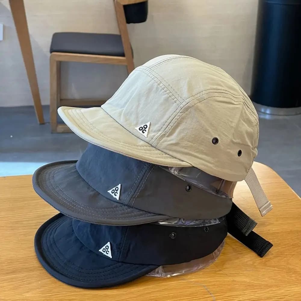 Casquette baseball rétro séchage rapide visière courte unisexe été pêche camping japonais 5 panneaux