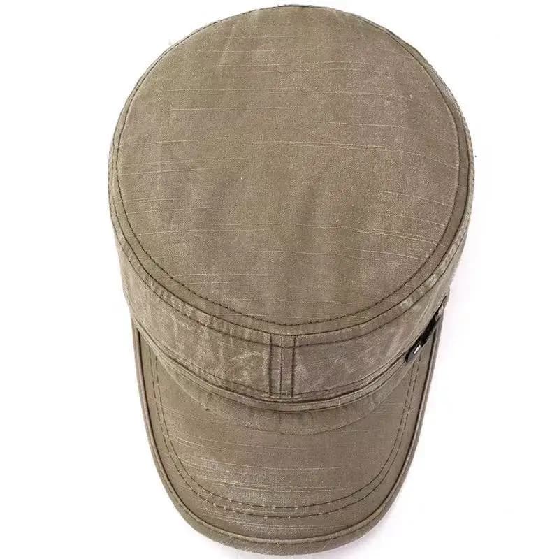 Casquette militaire coton lavé plat pêcheur ajustable extérieure rétro armée homme femme pêche