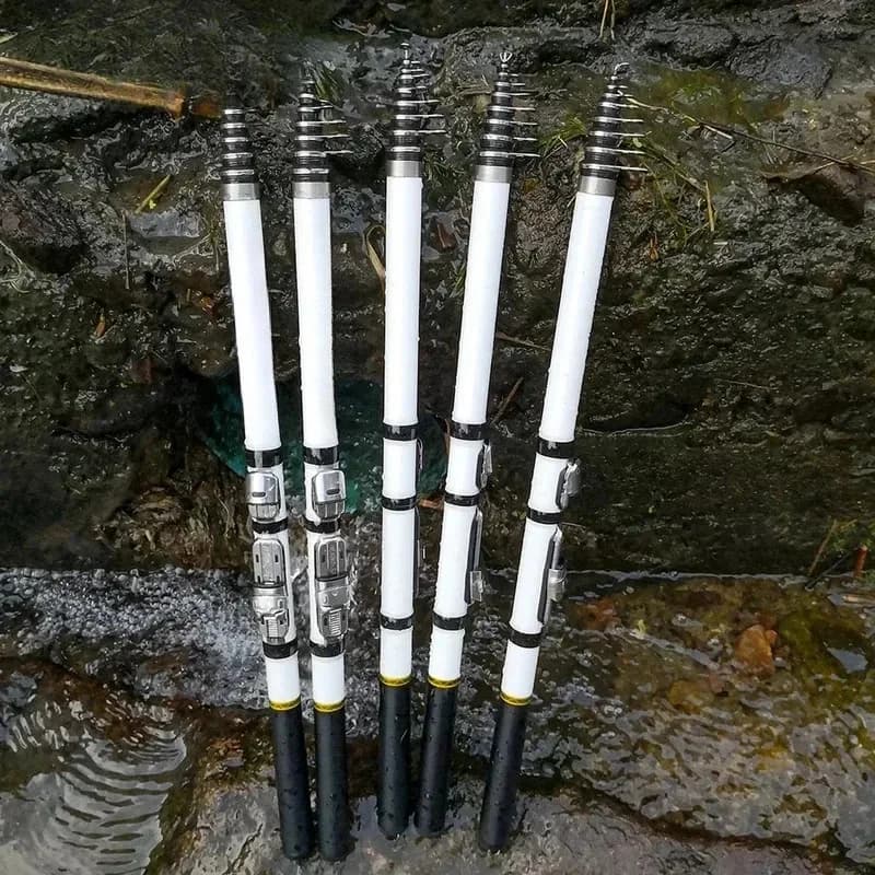 Canne à pêche télescopique fibre de carbone BRAVMACK 1.5m à 3m spinning haute qualité matériel pêche