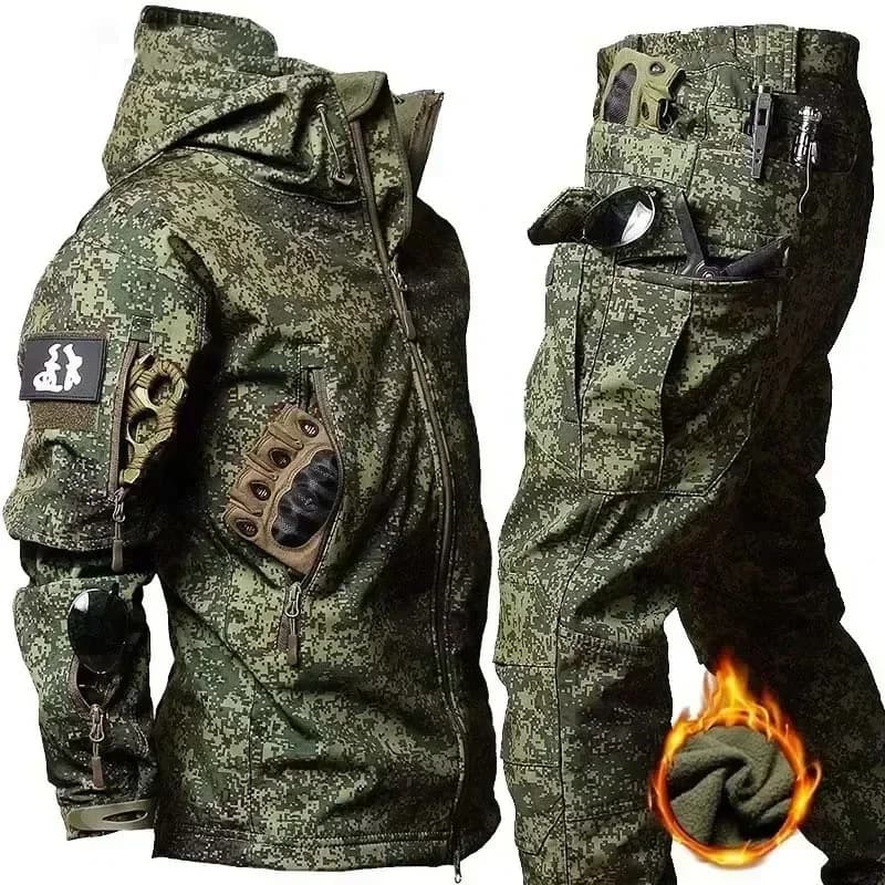 Combinaison de pêche hiver polaire tactique homme - Ensemble imperméable pêche randonnée camping