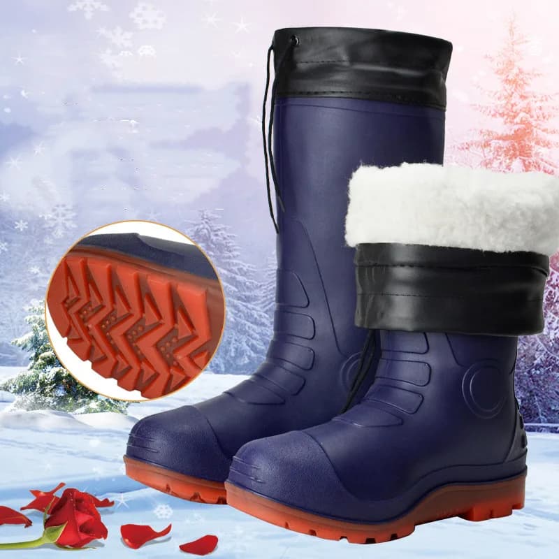 Bottes de pluie hiver hommes chaudes doublure polaire épaisses imperméables antidérapantes pêche lavage auto