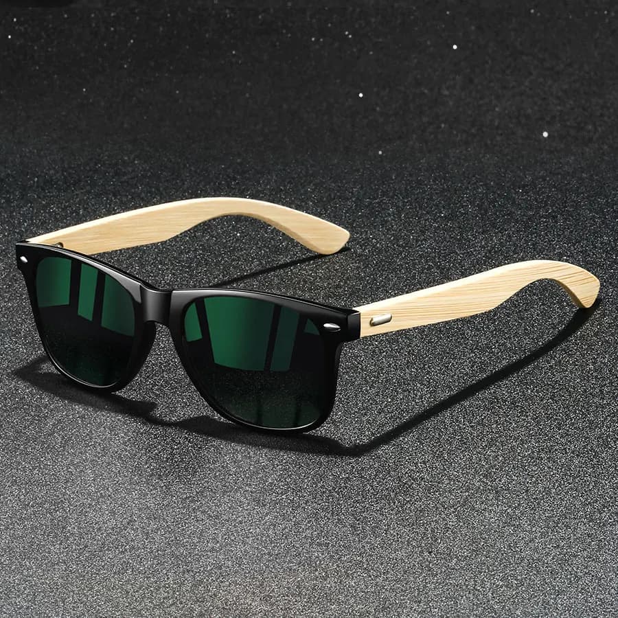 Lunettes de soleil bois bambou vintage luxe pour pêche et conduite UV400 marque designer