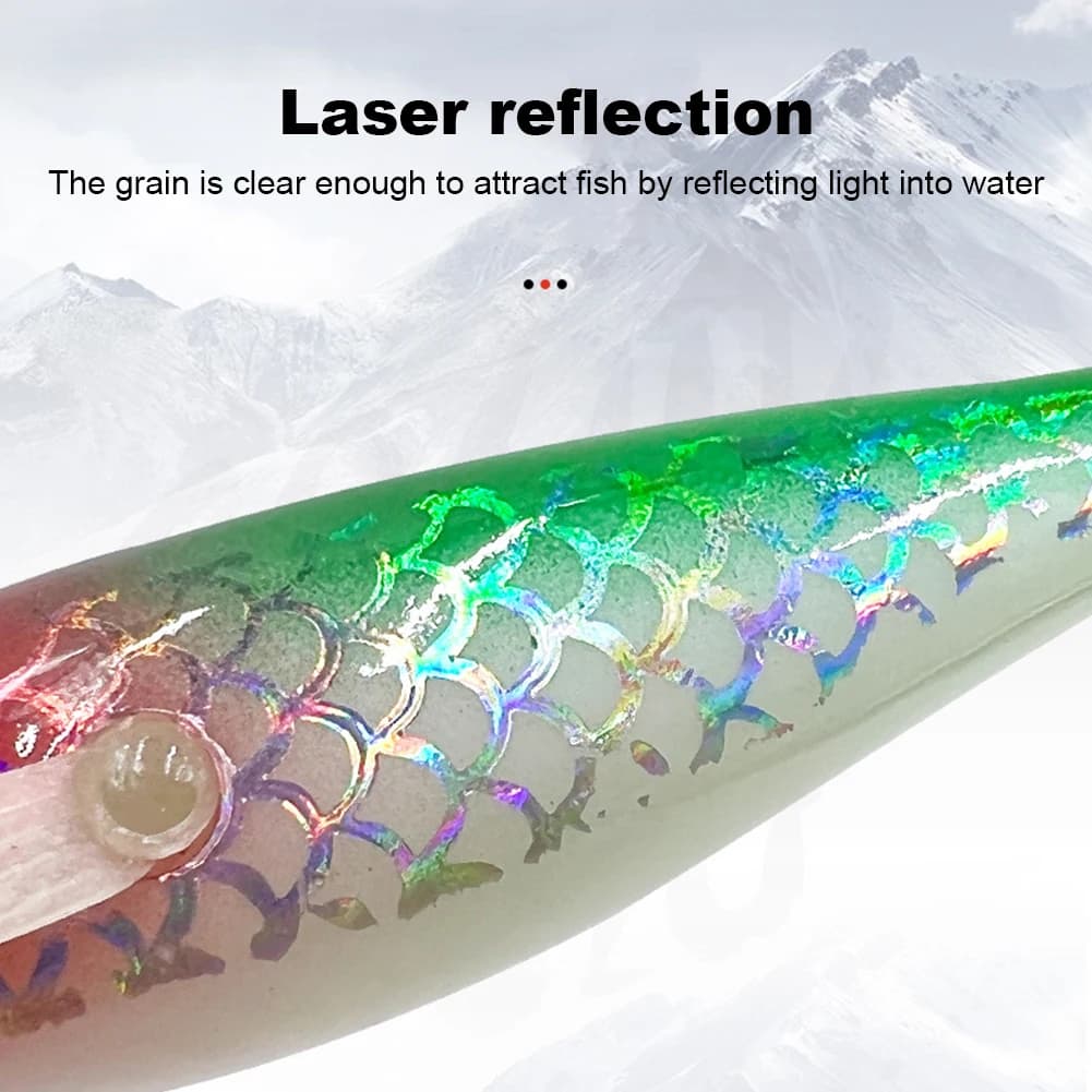 Leurre soupe phosphorescent pour pêche de nuit avec yeux 3D, appât efficace pour seiche et calmar
