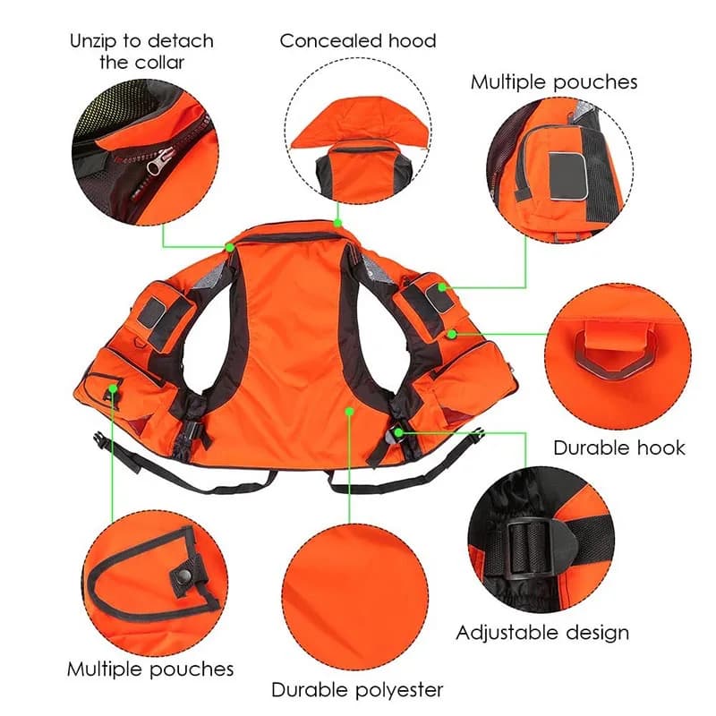 Gilet de sauvetage professionnel pêche polyester XXL adulte sécurité nautique navigation