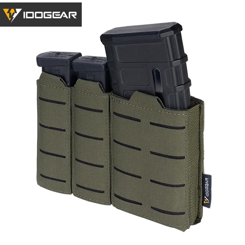 Porte-chargeurs triple tactique IDOGEAR pour munitions 9mm et 5.56 compatible molle pêche