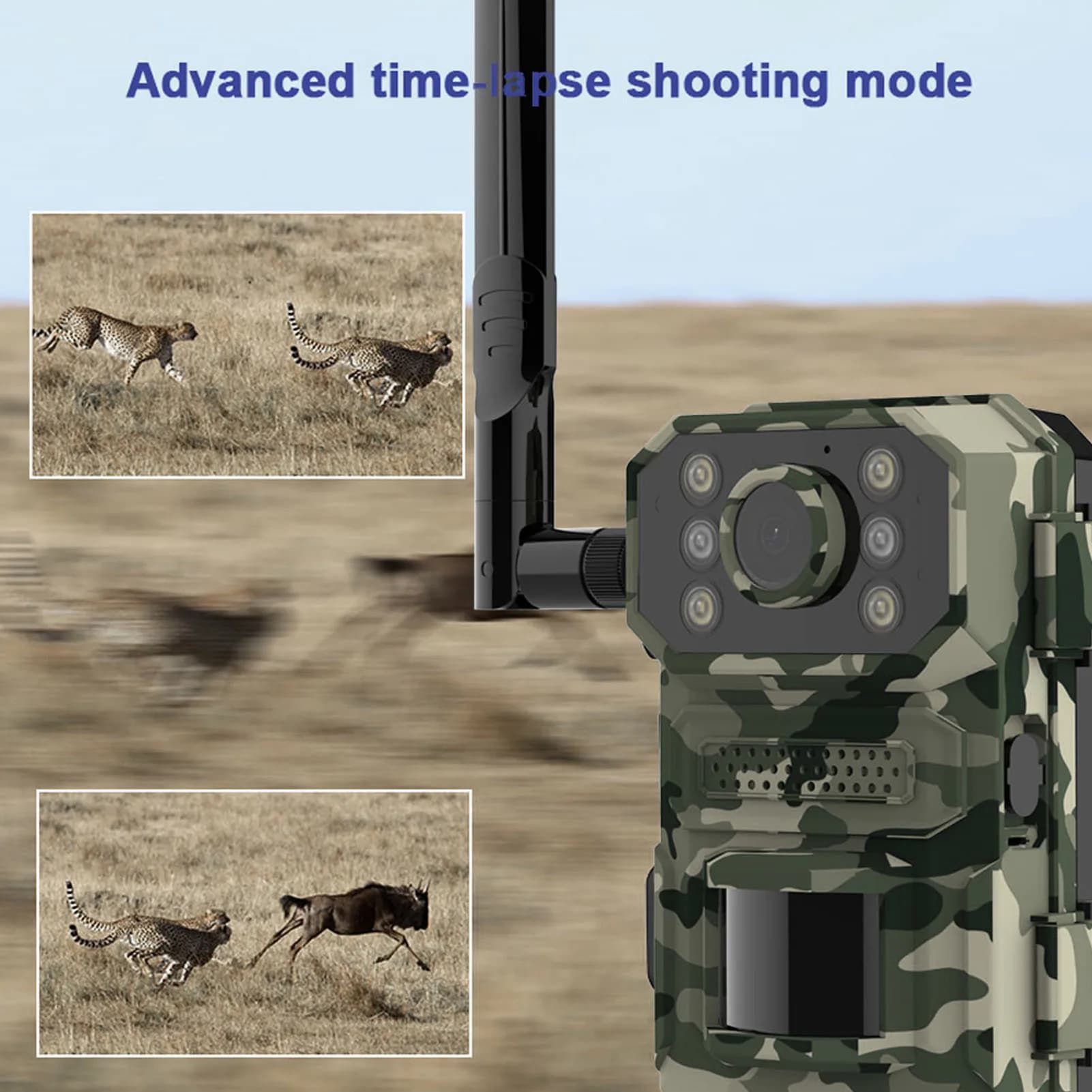 Caméra trail solaire étanche IP66 détection mouvement vision nocturne angle 120° 4K 14MP chasse surveillance faune
