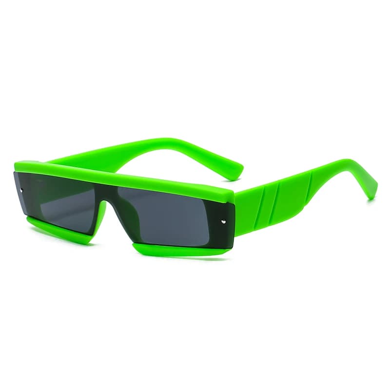 Lunettes de soleil carrées étroites vertes UV400 - Style nature pour pêche en forêt et rivière