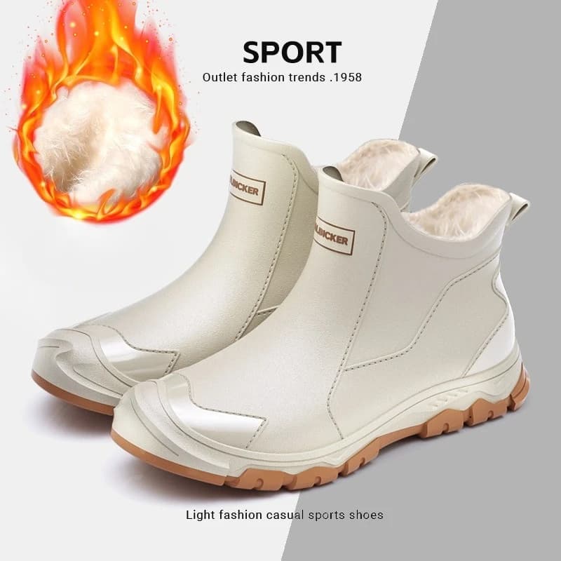 Bottes de pluie homme imperméables doublées polaire pour pêche hivernale et travaux extérieurs