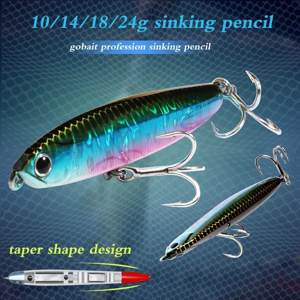Leurre de pêche GOBAIT Pencil Sinking, leurre minnow plopper 8cm 10cm 10g à 24g pour la