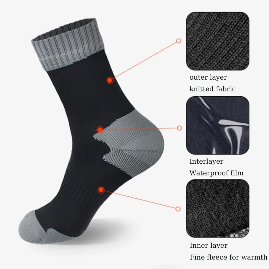 Chaussettes étanches randonnée camping - Respirabilité ski hiver sports aquatiques