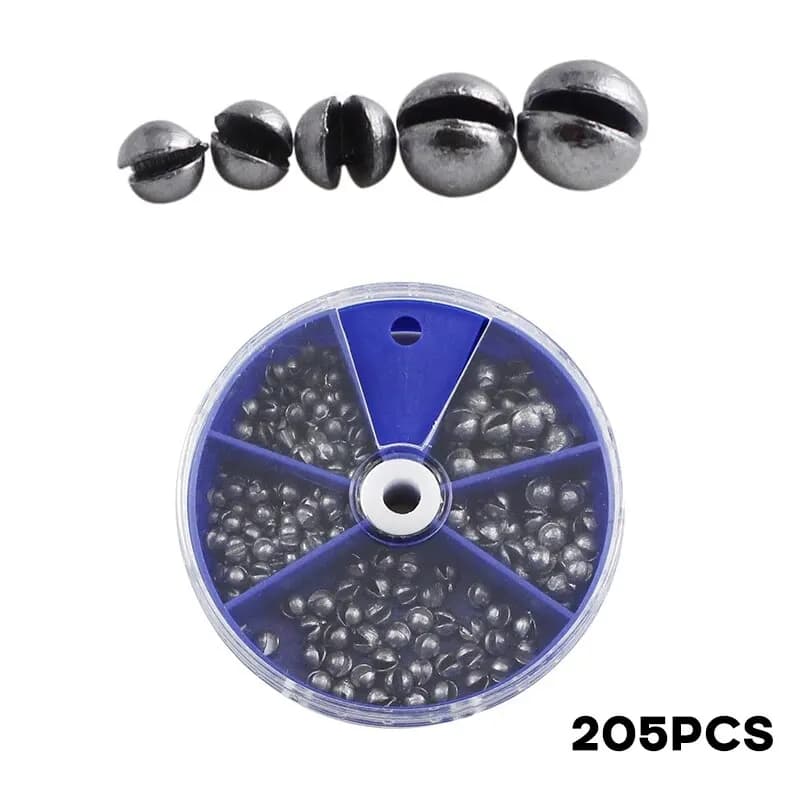 Plombs pêche 205 pièces avec boîte rangement - plombs ouverts 0.2g à 0.8g pour casting et eau profonde
