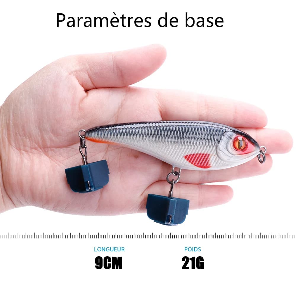 Leurre jerkbait 21g 9cm TREHOOK vibreur coulant - Wobbleur pour brochet avec système sonore