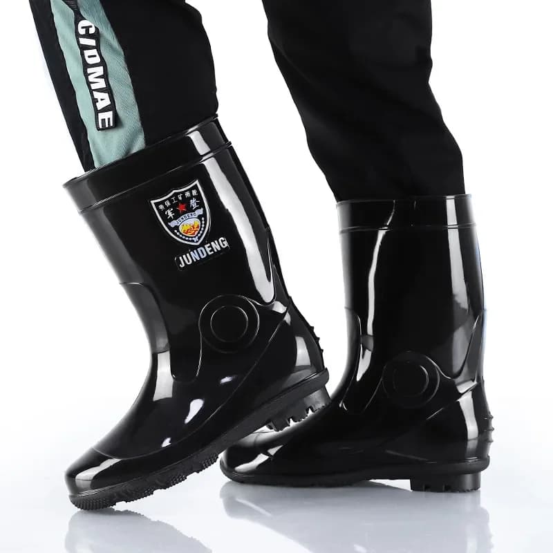 Bottes de pluie homme grande taille 51 semelle caoutchouc haute anti-dérapage protection travail mi-mollet