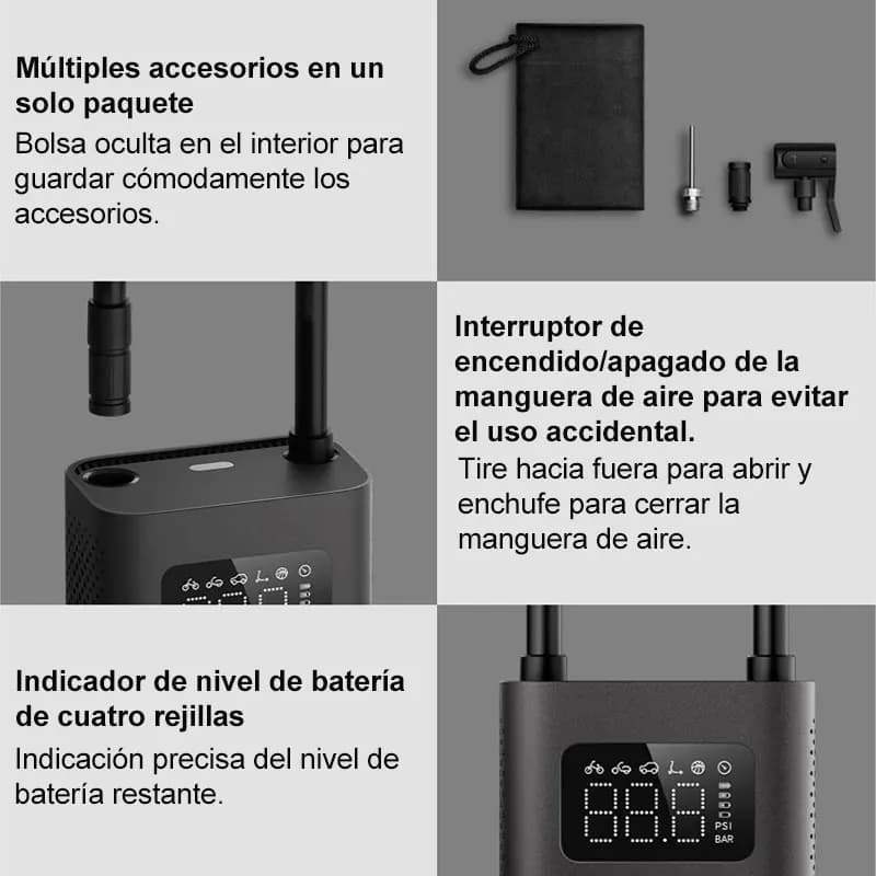 Compresseur électrique portable Xiaomi Mijia 2/2D - Détection pression pneus smart pour vélo et accessoires