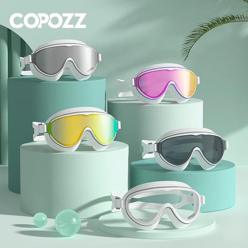 Lunettes de natation grandes montures trois couches anti-buée étanches adultes unisexes
