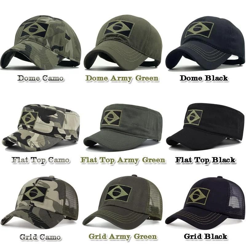 Casquette Baseball Brodée Drapeau Brésilien - Tactique Camouflage Pêche Randonnée Homme