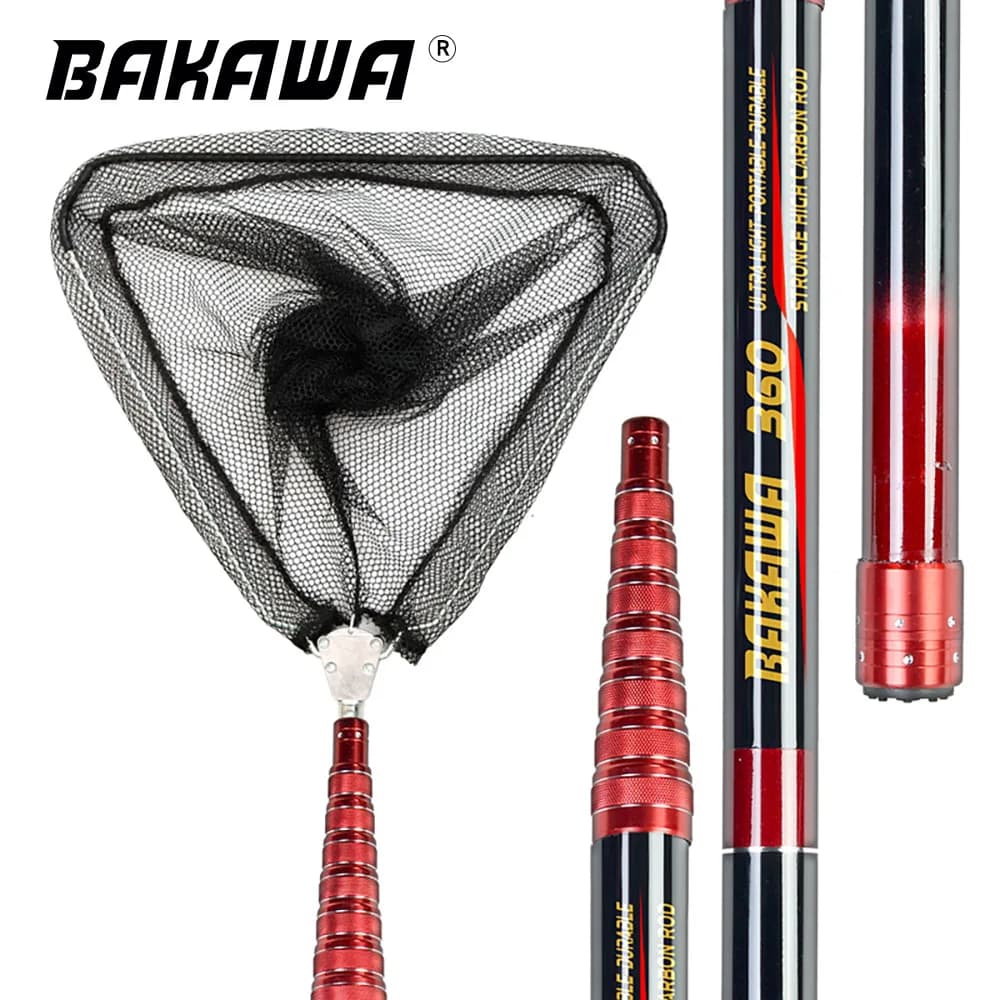 Filet de pêche pliable télescopique 4 mètres en fibre de carbone pour carpe et truite de mer