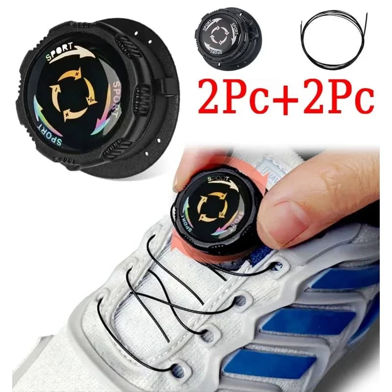 Lacets automatiques sans nœud métal pivotant pour chaussures pêche enfants adultes fermeture rapide