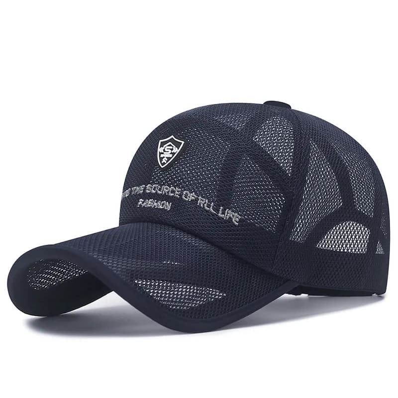 Casquette mesh été pêche noir blanc unisexe protection sol sport extérieure homme femme fishing