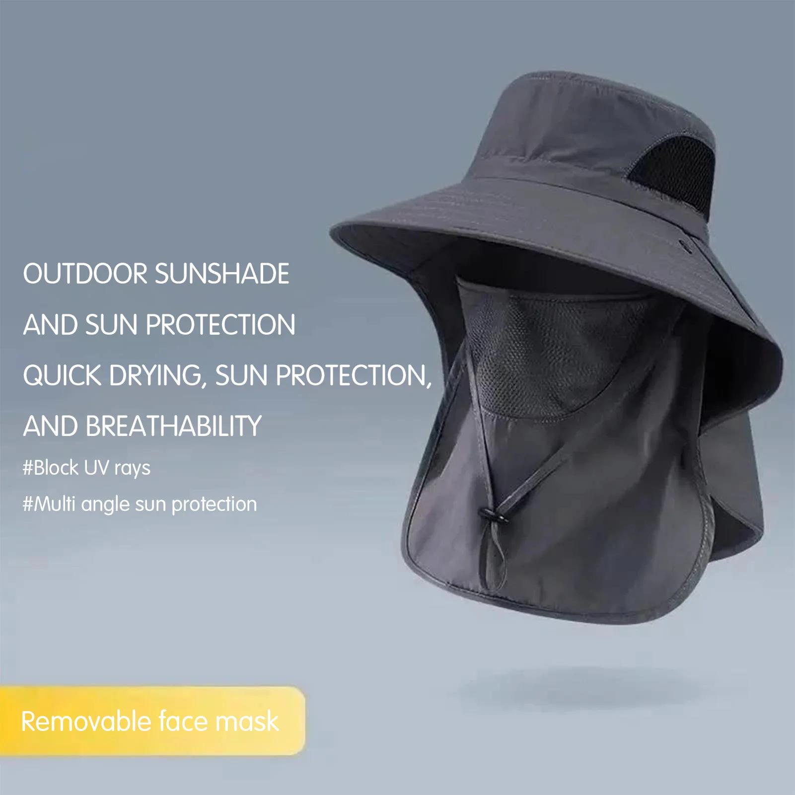 Chapeau de pêche UV protection été pour hommes femmes avec rabat cou nu pêche randonnée camping