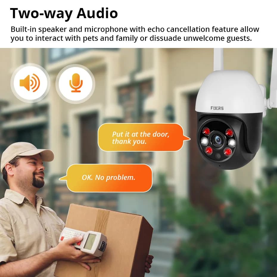 Caméra de sécurité extérieure IP 8MP 4K Fuers avec détection IA humaine et suivi automatique pour maison