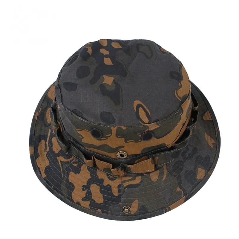 Chapeau boonie camouflage feuilles de chêne allemand pour pêche en forêt et rivière