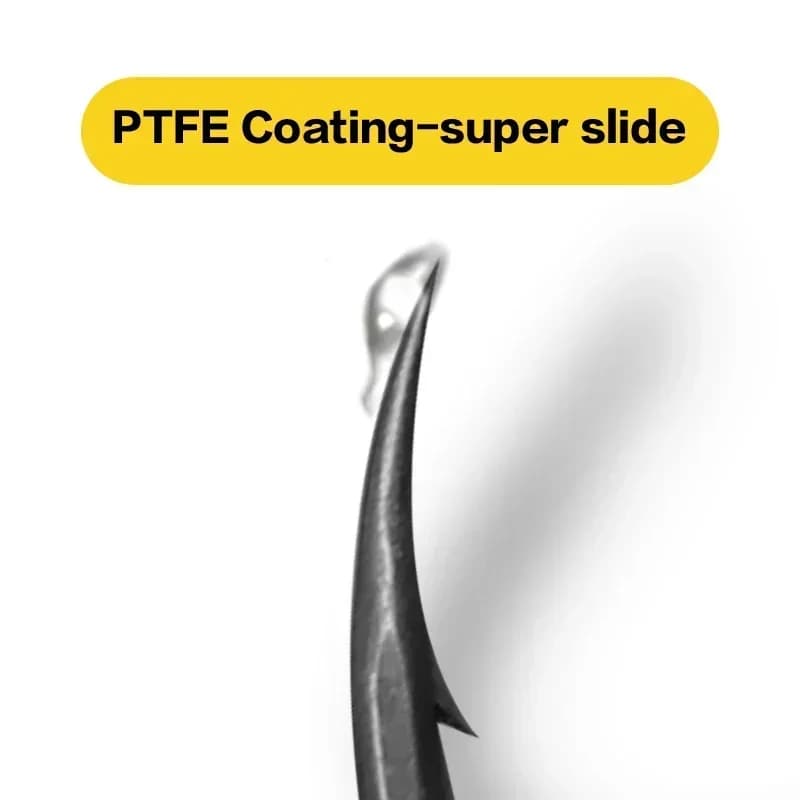 Hameçons carpe courbés 10 pièces - Longue hampe PTFE micro-barbelés tailles 2/4/6/8 pour montage hair rig