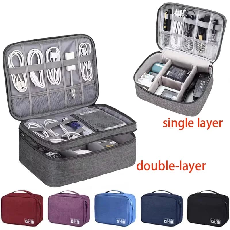 Pochette organisatrice câbles électroniques étanche voyage rangement chargeurs prises USB données portable