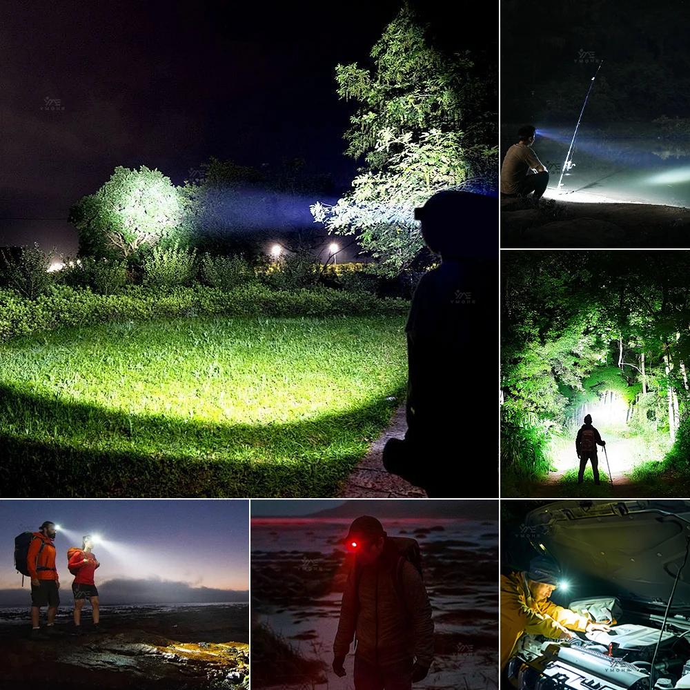 Lampe frontale 200000LM super puissante LED rechargeable USB camping randonnée pêche éclairage