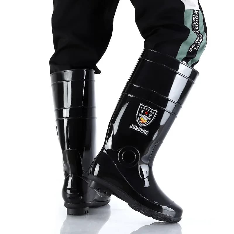 Bottes de pluie homme grande taille 51 semelle caoutchouc haute anti-dérapage protection travail mi-mollet