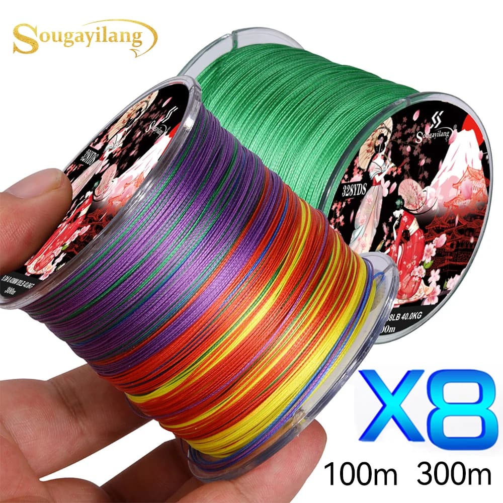Ligne braidée Sougayilang X8 100/300m 22-88LB - Ligne PE japonaise pour brochet, carpe et sandre