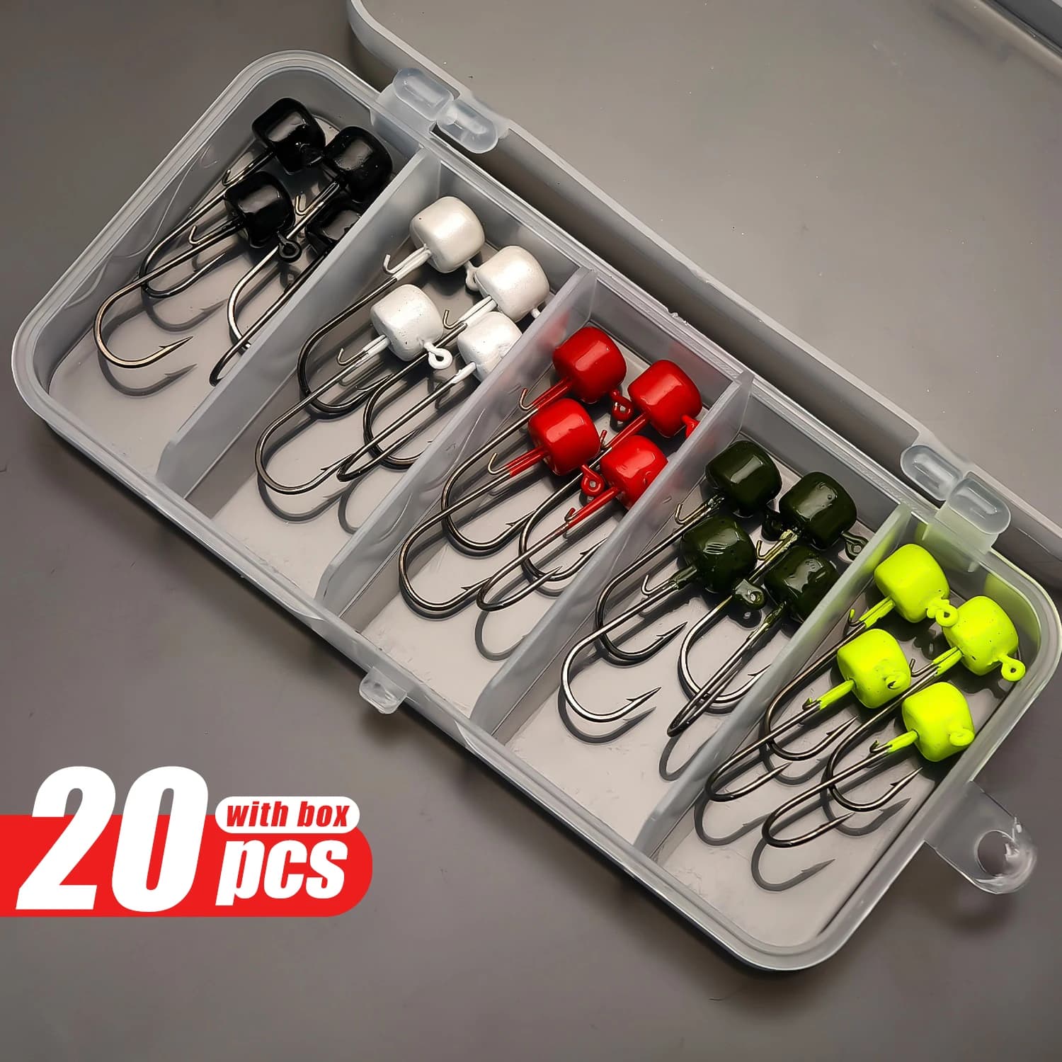 Set 20 hameçons ned rig mushroom pour leurres souples finesse - Têtes plombées pour trajectoire améliorée