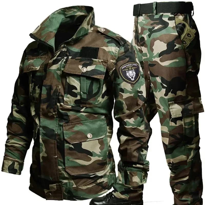 Ensemble tactique printemps automne pêche chasse multi-poches résistant camping homme
