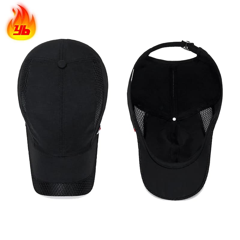 Chapeau soleil mesh rouge étiquette cuir pêche sport outdoor séchage rapide protection UV été