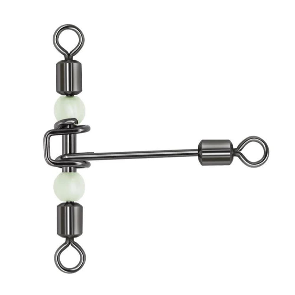 10 pièces émerillons luminescents 3 voies perles perles avec hameçons pour la pêche de nuit