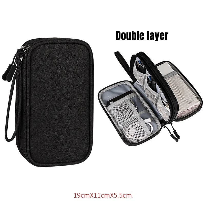 Grand organisateur de câbles de voyage - Pochette étanche portable pour câbles et électronique