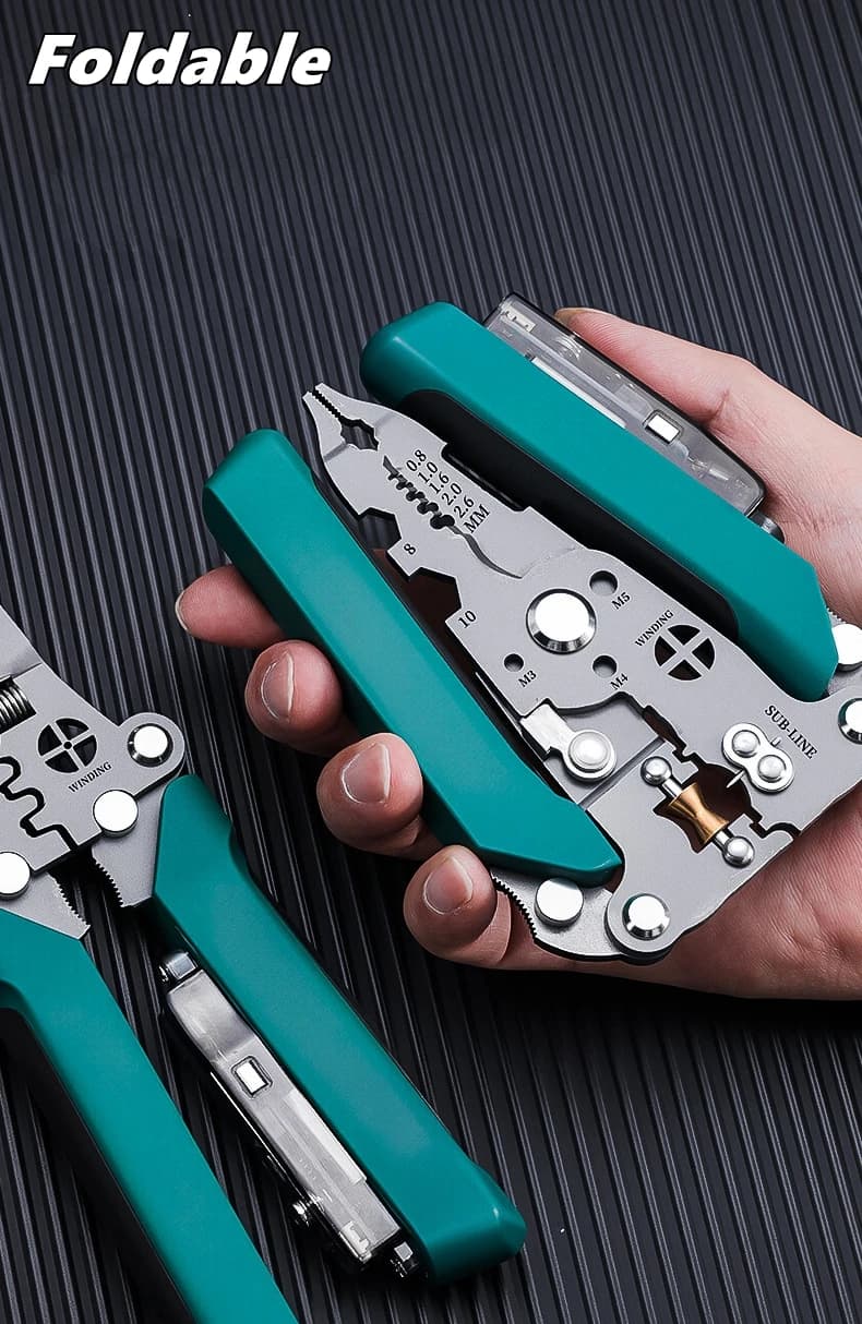 Pince électrique pliable multifonction avec testeur pour câbles de pêche et coupe-fils