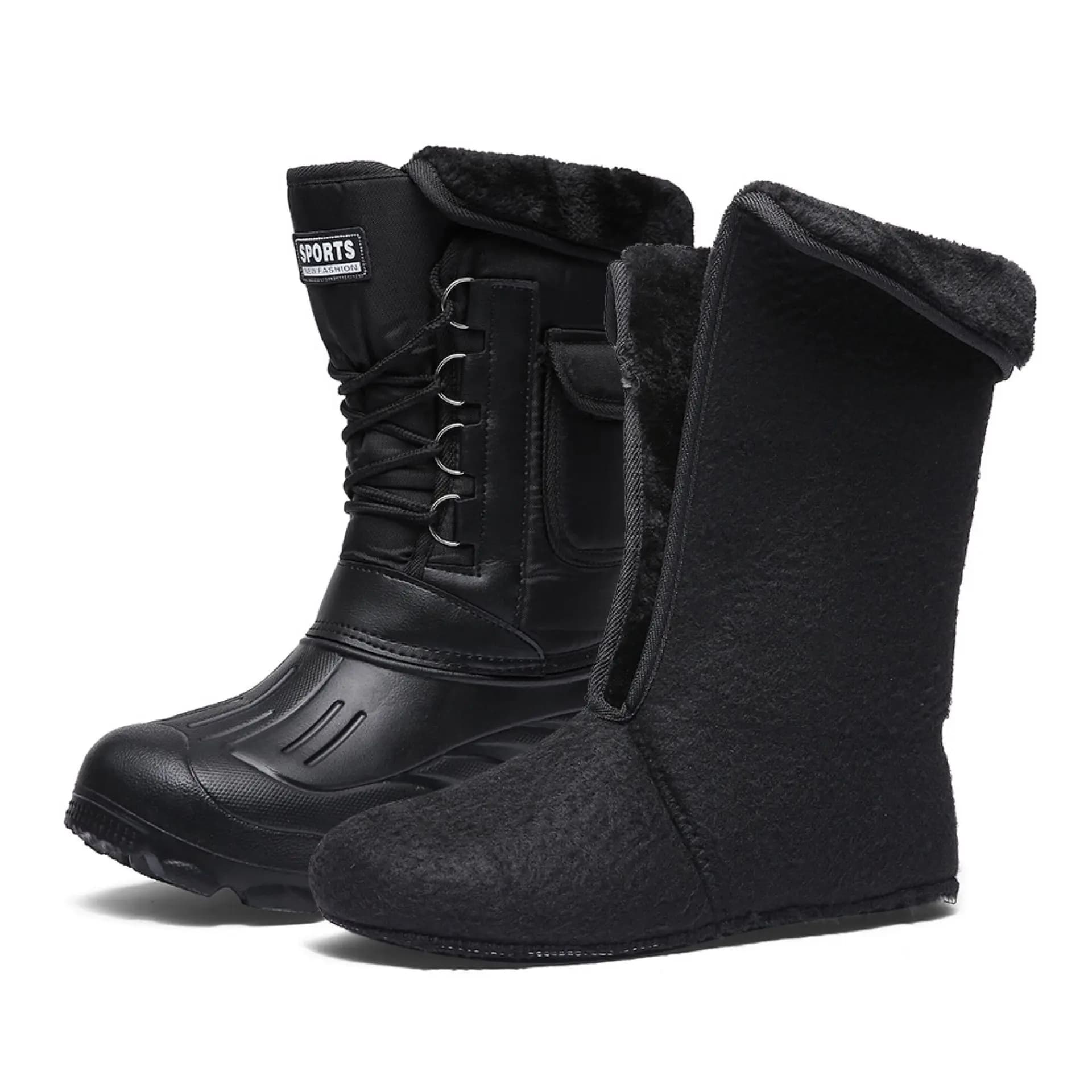 Bottes hiver homme 2026 neige chaudes épaisses polaire imperméables pêche travail extérieur grandes tailles