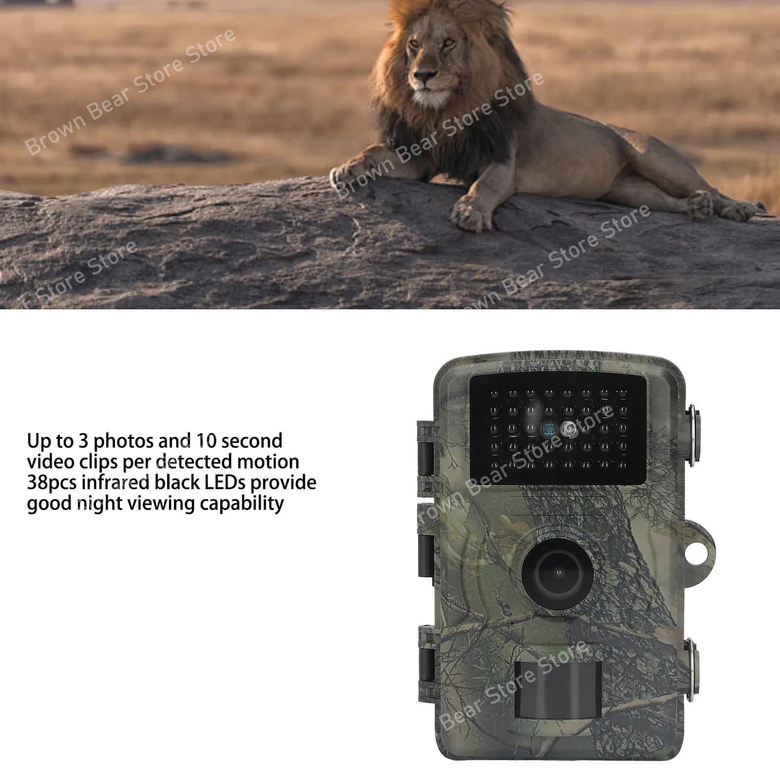 Caméra de chasse AL-113 1080P 38 LED IR déclenchement 0.7s étanche IP66 pour traçage animaux rapide
