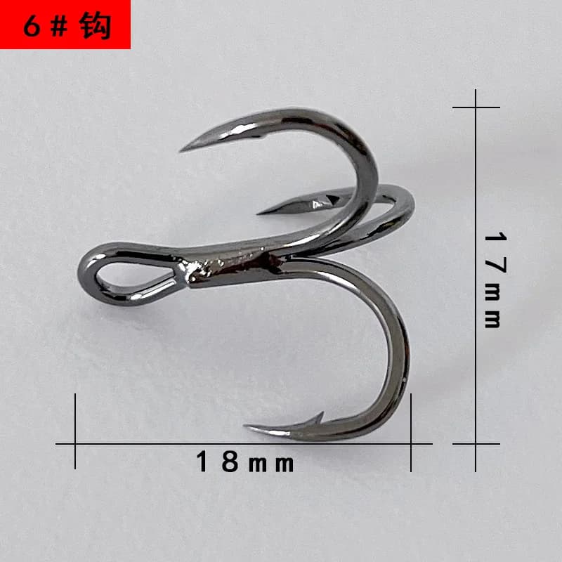 Lot de 50 hameçons triple pêche carbone aiguisés nickel noir pour carnassiers et gros poissons