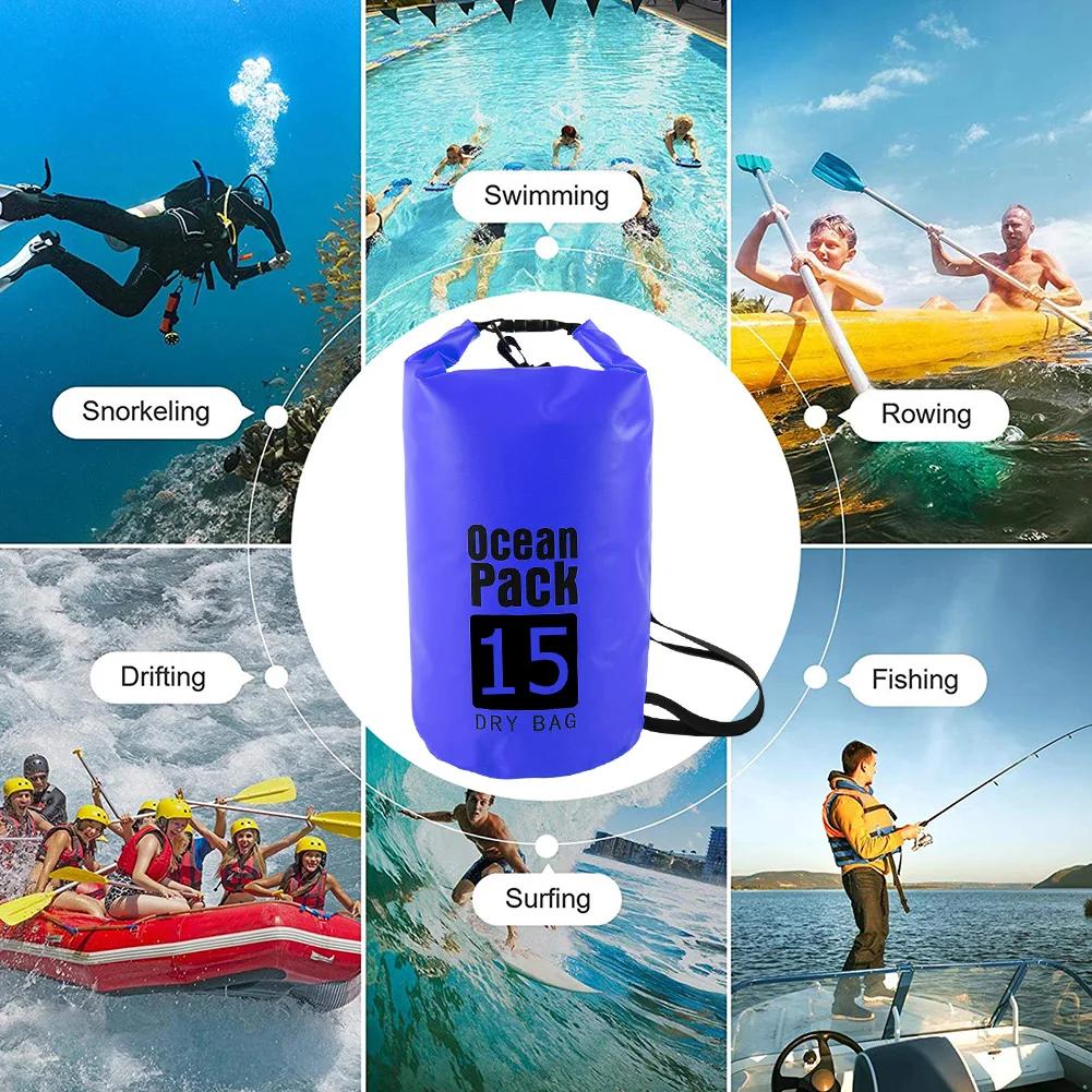 Sac étanche 2L à 10L pour rafting kayak randonnée aquatique pêche navigation flottant