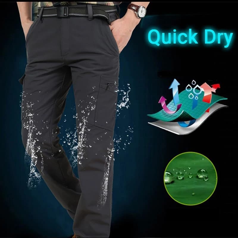 Pantalon cargo rapide séchage été - Imperméable multi-poches pour pêche