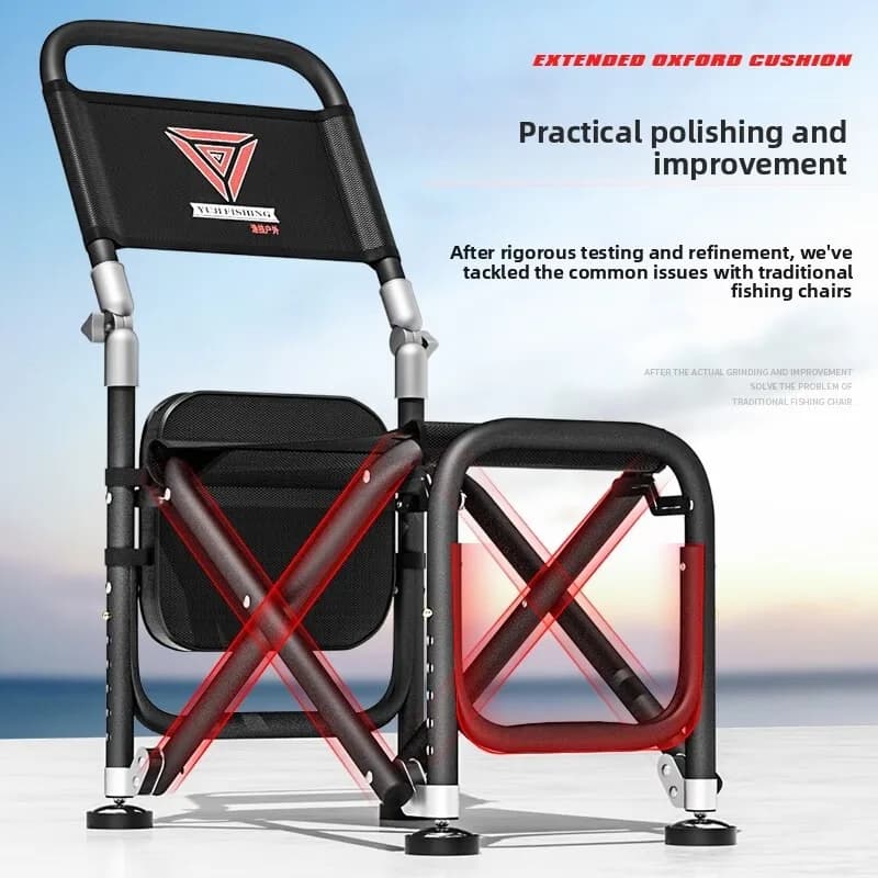 Chaise de pêche pliante robuste hauteur réglable - Siège stable tout terrain pour camping