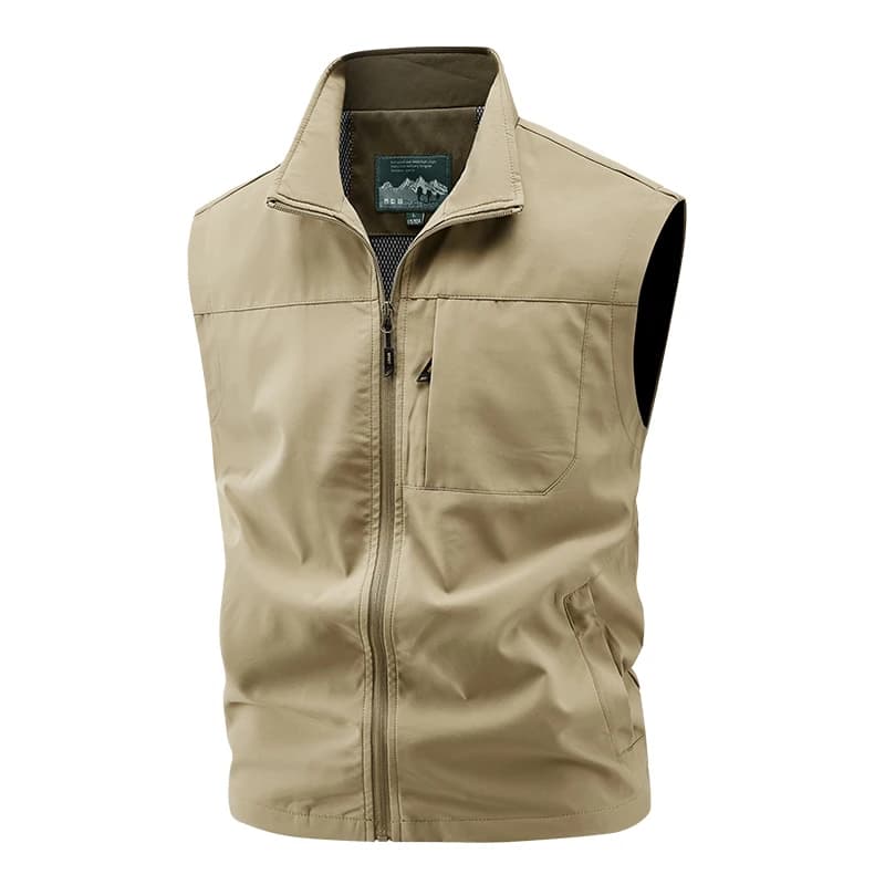 Veste de pêche sans manches respirante pour homme avec poches cargo et coupe sport