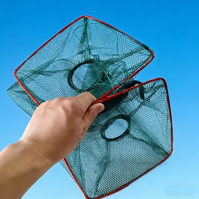 Filet de pêche pliable en nylon - Piège à appâts portable pour capturer poissons, crevettes, crabes et anguilles